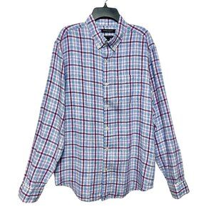 Banana Republic Mens 100% Linen Plaid Button-Down‎ Shirt Camden Standard Fit M